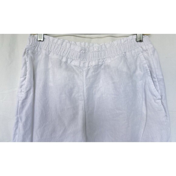 Charter Club Linen Luxury White Pull On Cropped Pants Coastal Lagenlook Beach S - Picture 2 of 6